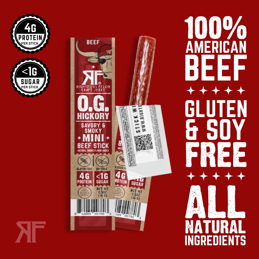 Righteous Felon O.G. Hickory Beef Stick Minis 0.5oz (24ct)