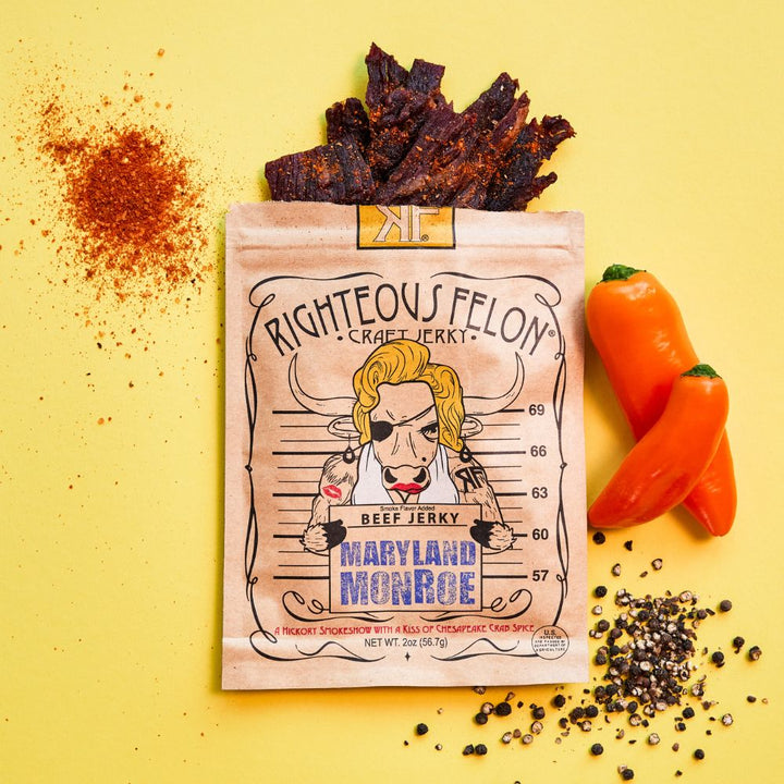 Righteous Felon Maryland Monroe Crab Spice Beef Jerky 2oz (8ct)