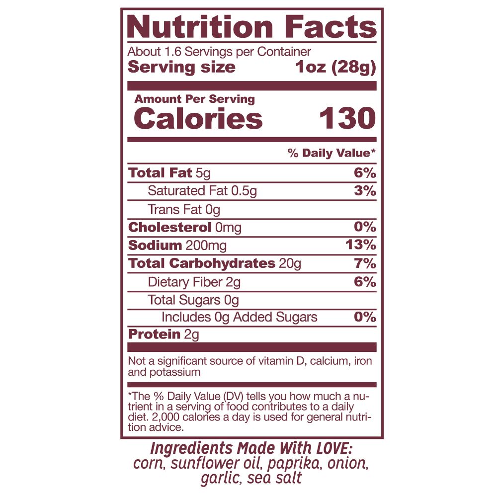 Love Corn Smoked BBQ Premium Roasted Corn 1.6oz nutrition facts and ingredients