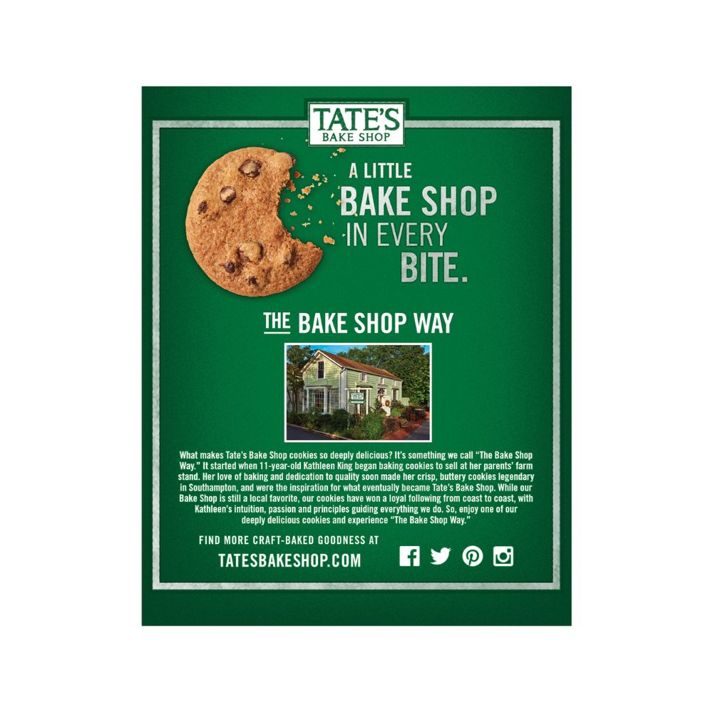 Back of Tate's Bake Shop Chocolate Chip Cookies 3.5oz