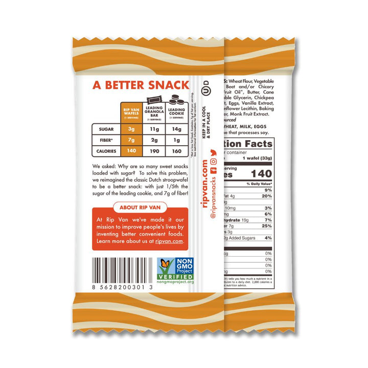 Back of Rip Van Dutch Caramel & Vanilla Stroopwafel Cookies 1.16oz