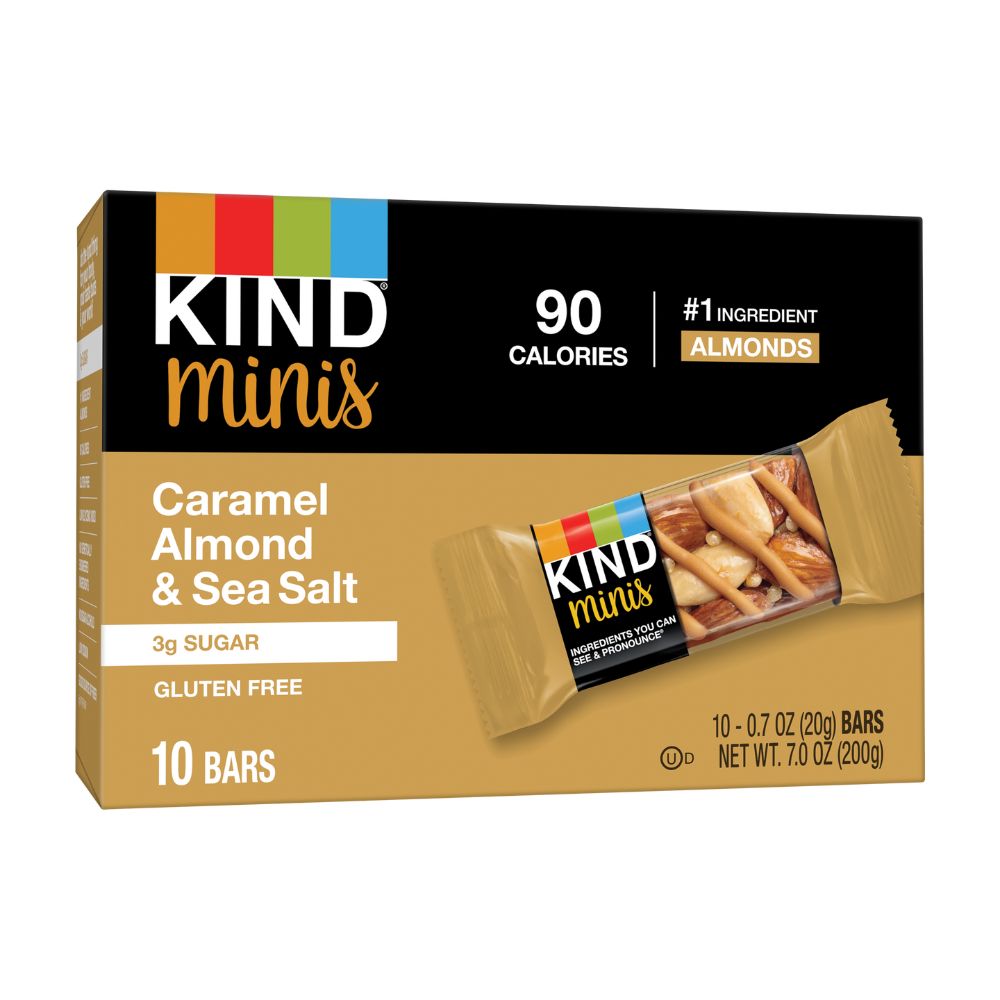 KIND Minis Caramel Almond & Sea Salt Bar 0.7oz FULL 10CT CASE