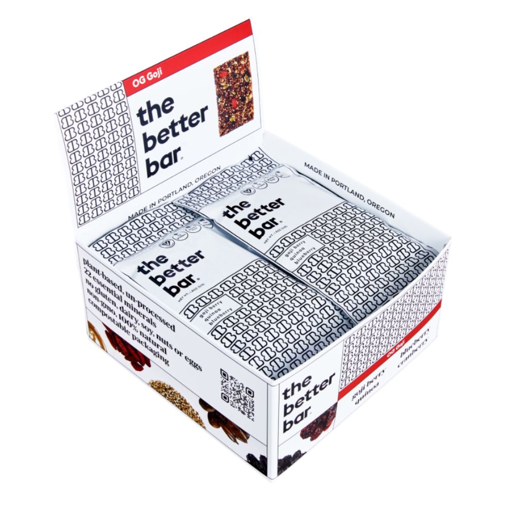 The Better Bar Original Goji Berry, Quinoa, and Blueberry Vegan Energy Bar 1.8oz full 12ct case