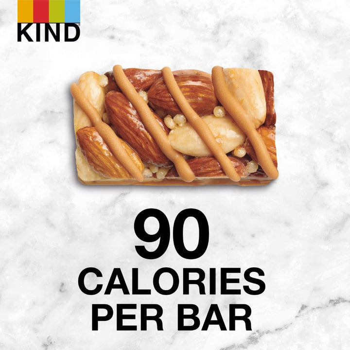 KIND Minis Caramel Almond & Sea Salt Bar 0.7oz, unwrapped, 90 calories per bar