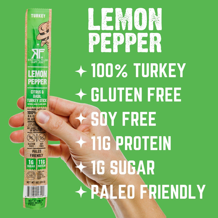 Righteous Felon Lemon Pepper Turkey Stick Multipack Pouch 6oz (8ct)