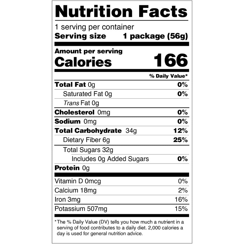 Mavuno Harvest Organic Dried Mango 2oz nutrition facts & ingredients