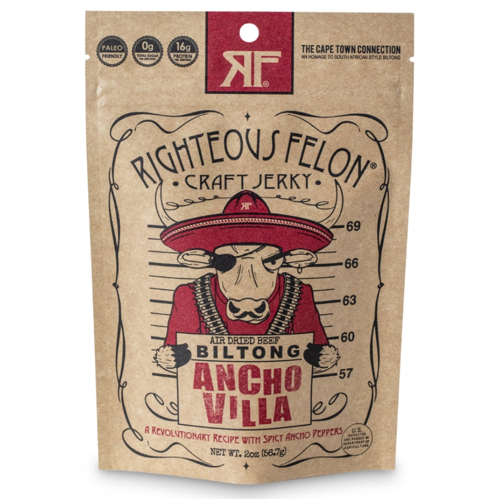 Ancho Villa Beef Biltong 2oz Front Of Bag