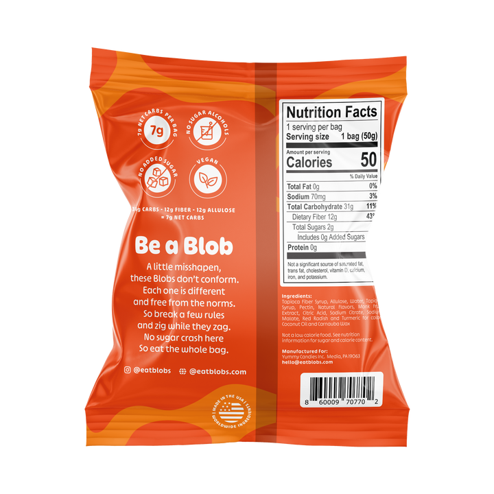 Blobs Orange Peach Gummy Candy 1.8oz (6ct)