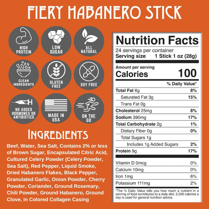 Righteous Felon Fiery Habanero Beef Stick Multipack Pouch 6oz (8ct)