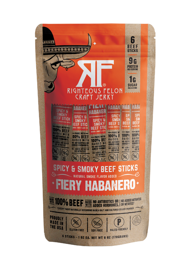 Righteous Felon Fiery Habanero Beef Stick Multipack Pouch 6oz (8ct)