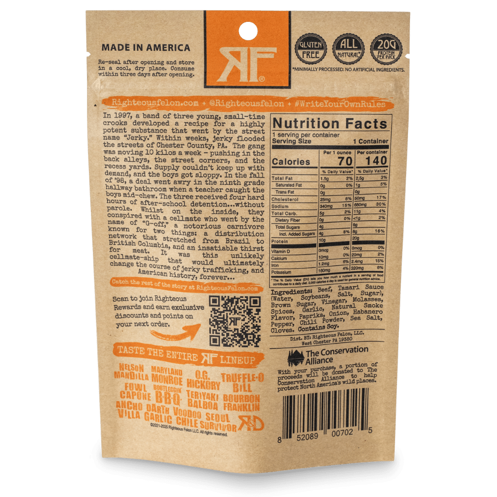 Righteous Felon Habanero Escobar Beef Jerky 2oz (8ct)