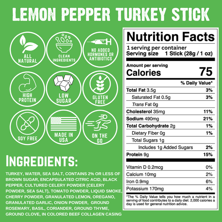 lemon pepper turkey sticks nutrition & ingredients