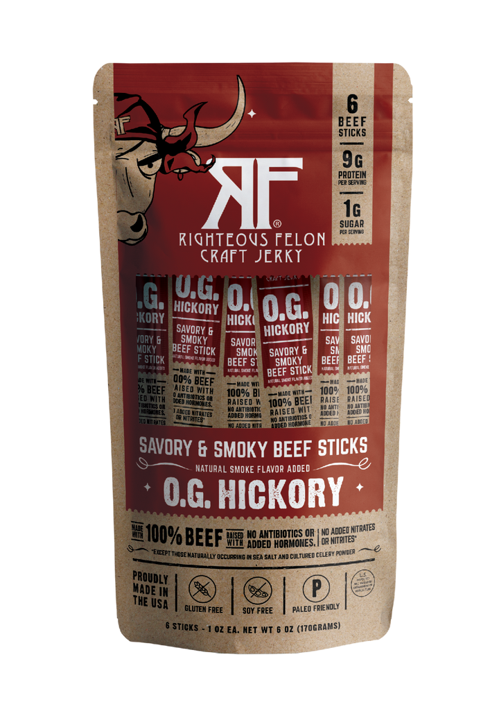 Righteous Felon O.G. Hickory Beef Stick Multipack Pouch 6oz (8ct)