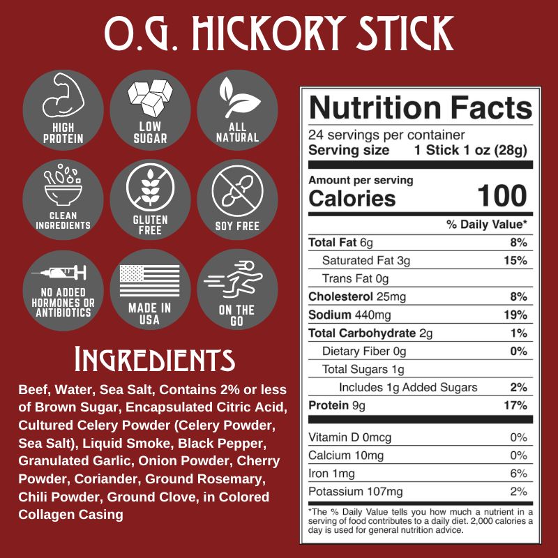 Righteous Felon O.G. Hickory Beef Stick Multipack Pouch 6oz (8ct)