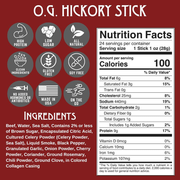 Righteous Felon O.G. Hickory Beef Stick Multipack Pouch 6oz (8ct)