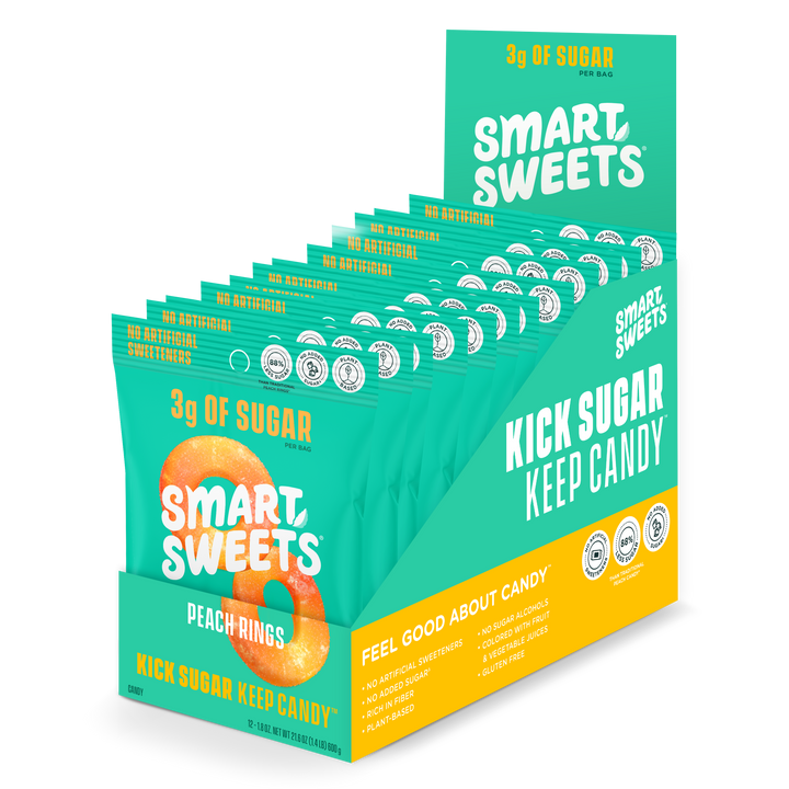 SmartSweets Peach Rings 1.8oz 12ct full case