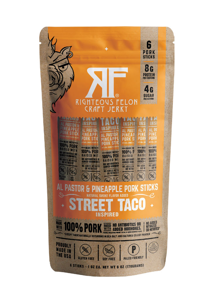 Righteous Felon Street Taco Pork Stick Multipack Pouch 6oz (8ct)