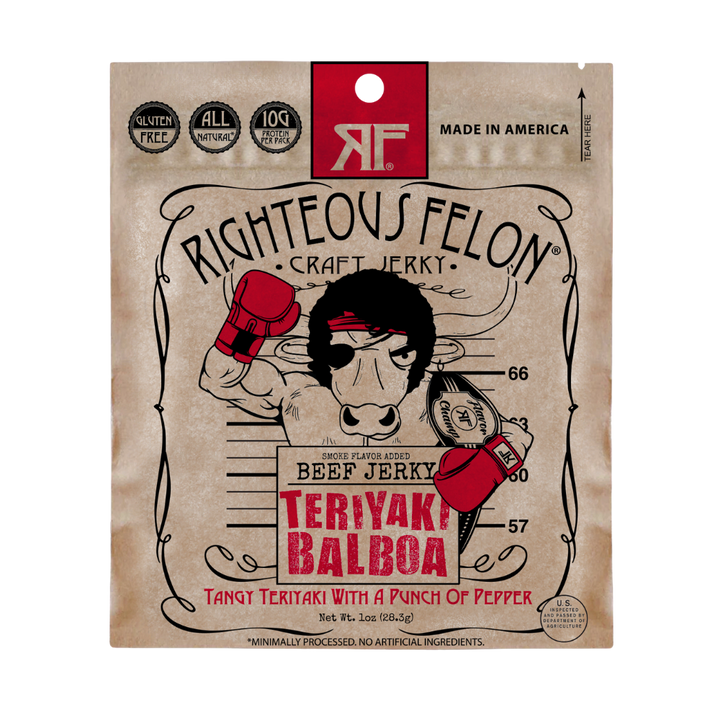 Righteous Felon 1oz Teriyaki Balboa Beef Jerky (16ct)