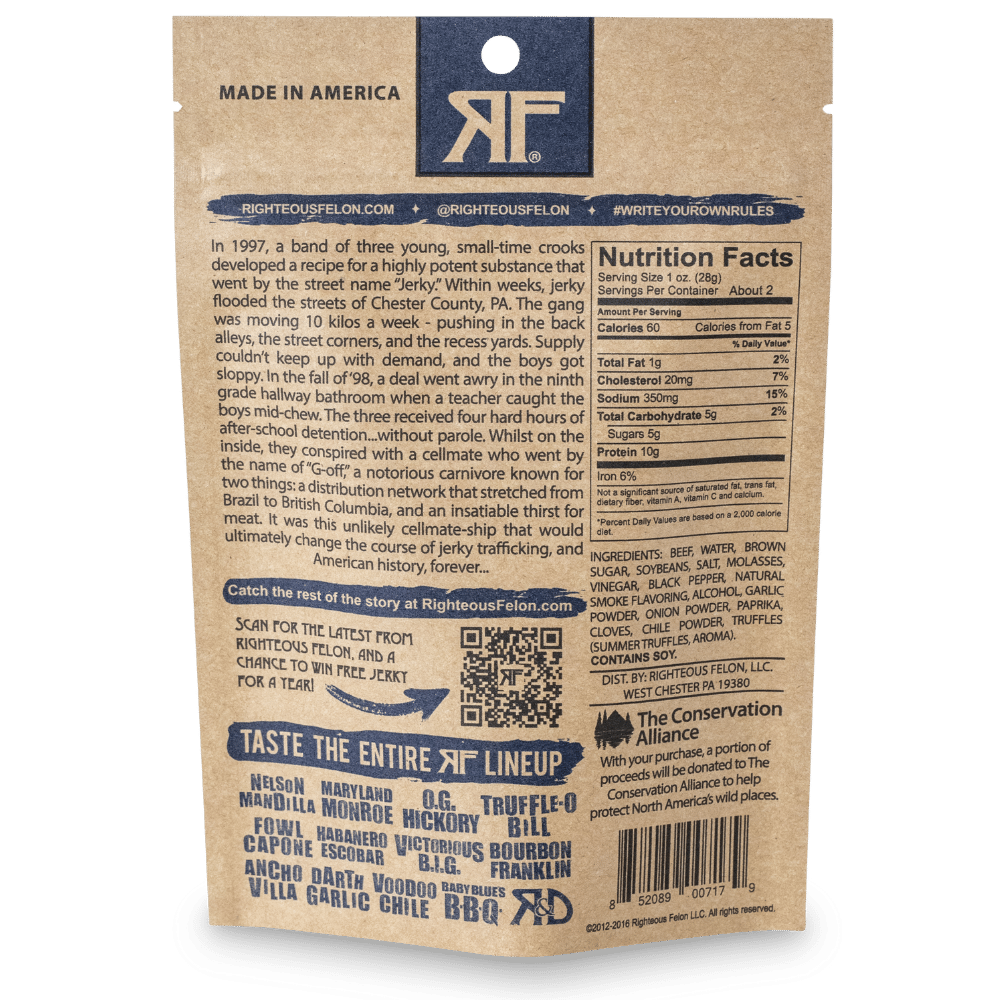 Righteous Felon Truffle-O Bill Beef Jerky 2oz (8ct)