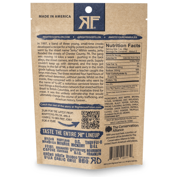 Righteous Felon Truffle-O Bill Beef Jerky 2oz (8ct)