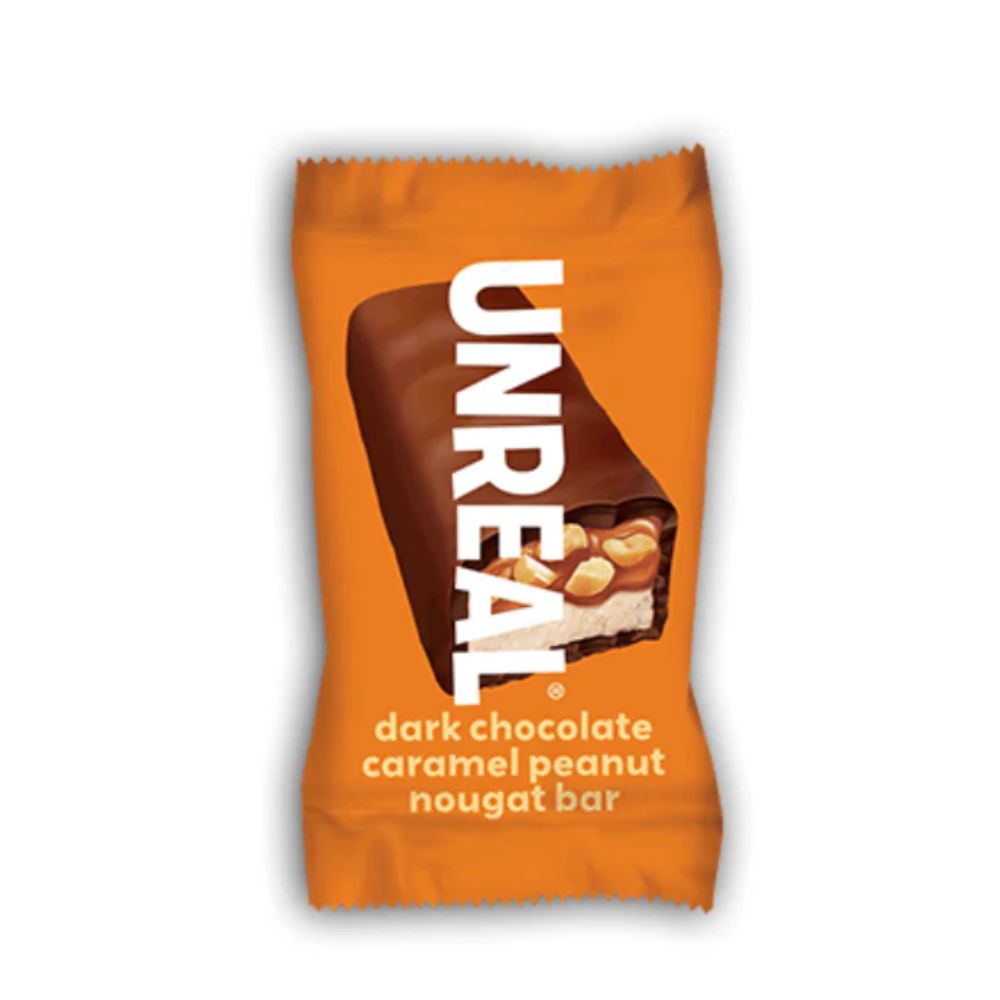 Unreal Mini Bites Dark Chocolate Caramel Peanut Nougat Bars 0.5oz