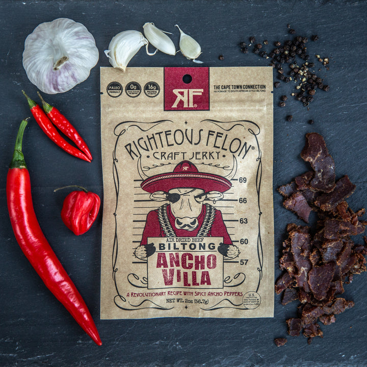 Righteous Felon Ancho Villa Biltong 2oz (8ct)