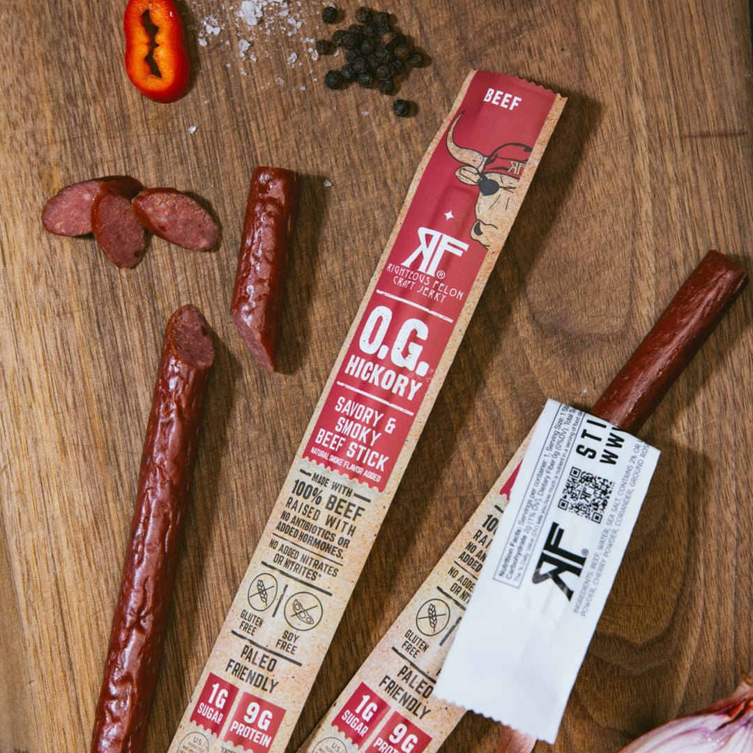 O.G. Hickory Meat Stick with ingredients