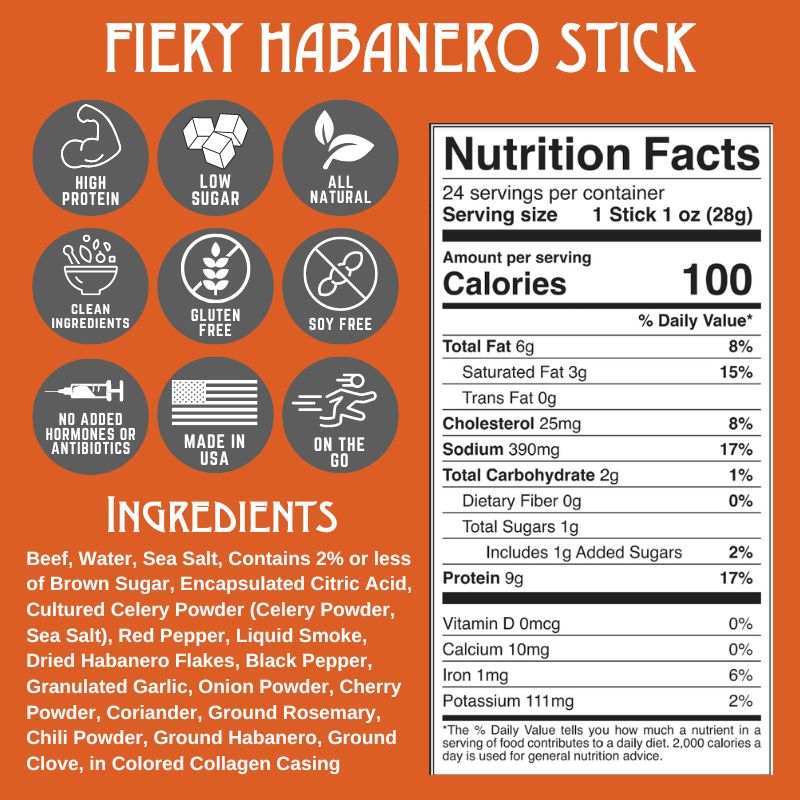 Righteous Felon Fiery Habanero Beef Stick 1oz (24ct)