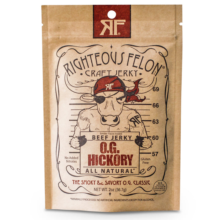 Righteous Felon O.G. Hickory Beef Jerky Half-Pound Bulk Bag 8oz (4ct)