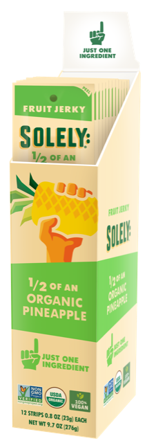 Solely Organic Pineapple Fruit Jerky Strip 0.8oz (12ct)