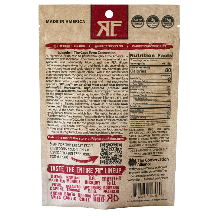 Righteous Felon Ancho Villa Biltong 2oz (8ct)