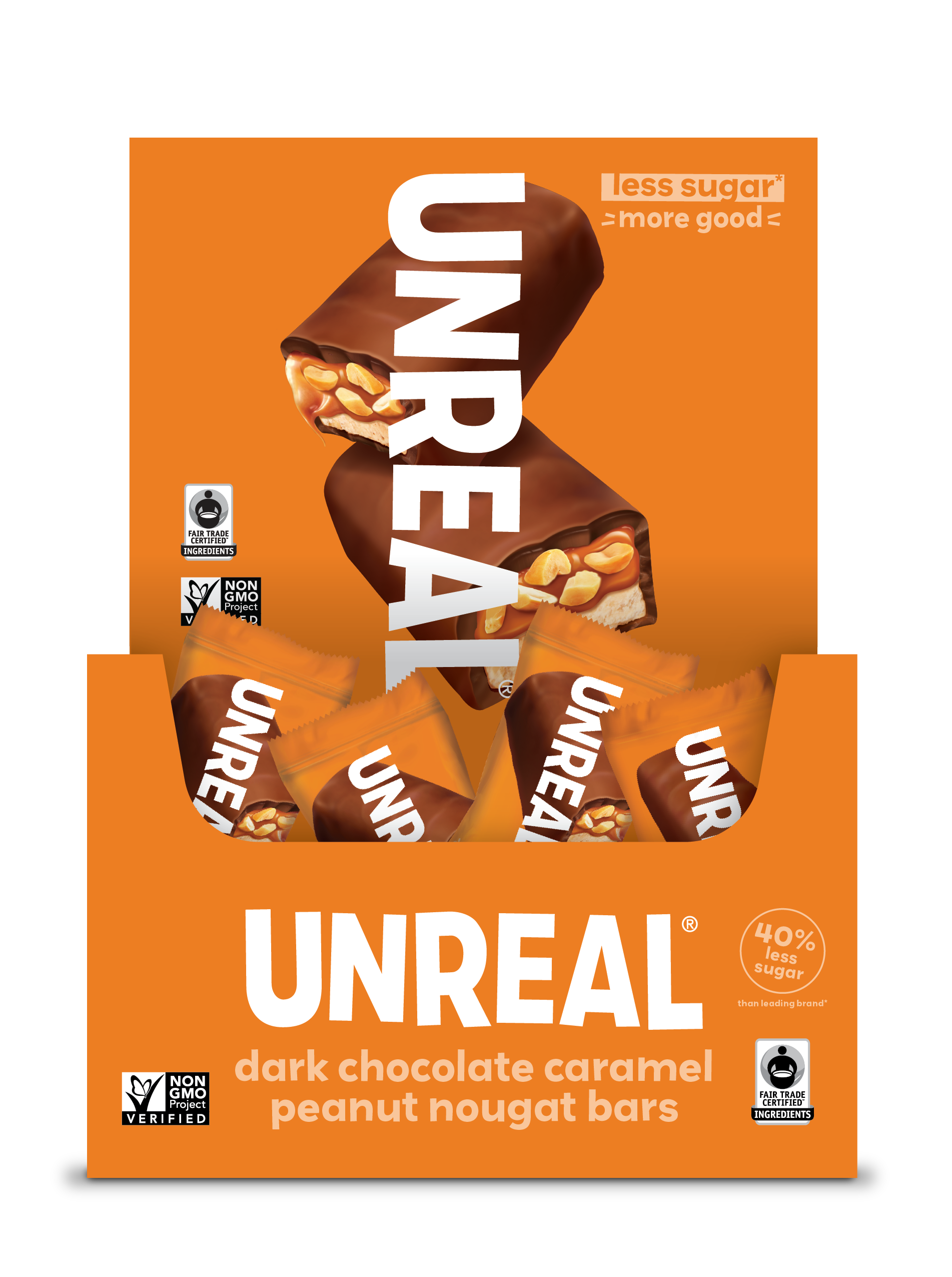 UnReal Mini Bites Dark Chocolate Nougat Brand 0.5oz Bars - (30c Strategy RTZN Peanut Caramel