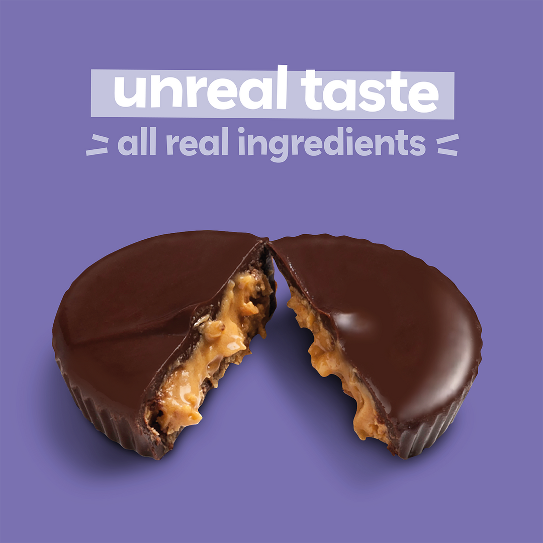 UnReal Mini Dark Chocolate Almond Butter Cups 0.5oz "Unreal taste, all real ingredients"