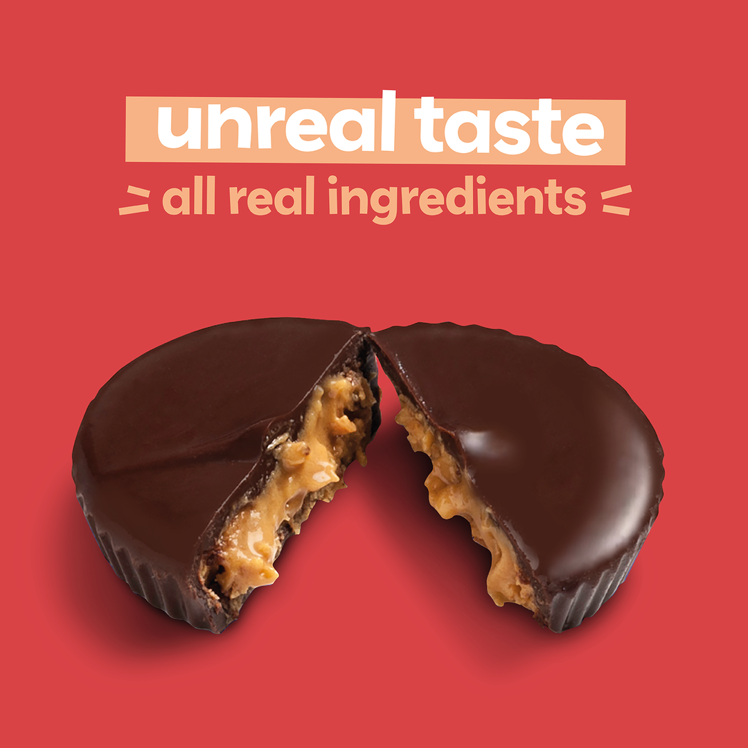 UnReal Mini Dark Chocolate Peanut Butter Cups 0.5oz "unreal taste, all real ingredients"