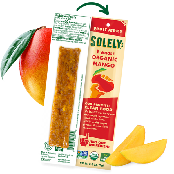 Solely Organic Mango Fruit Jerky Strip 0.8oz (12ct)